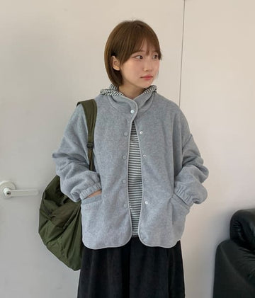 Dond Button Collar Fleece Jumper Jacket